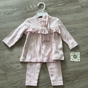 NWT 9M Little Me Pink 3 Piece Tunic Legging Set